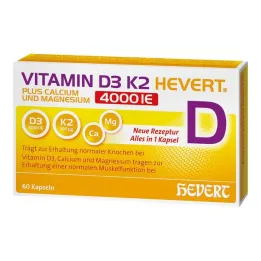 Vitamine D3 K2 Hevert + Calcium en Magnesium 4000 IE capsules, 60 st