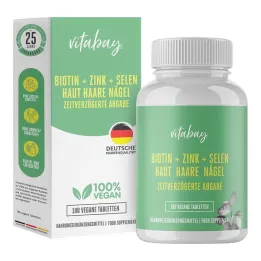 Biotine + Zink + Selenium Huid + Haar + Nagels veganistische tabletten, 180 st