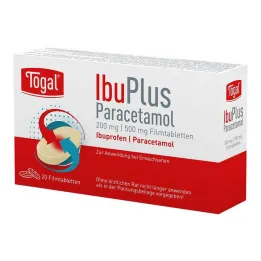 Togal Ibuplus Paracetamol 200 mg / 500 mg filmomhulde tabletten, 20 stuks