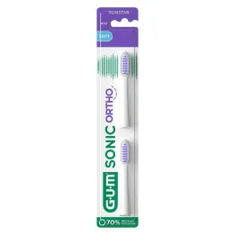 GUM Sonic Ortho vervangende opzetborstels, 2 stuks