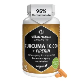 Curcuma 10.000 + piperine hooggedoseerde vegan capsules, 90 st