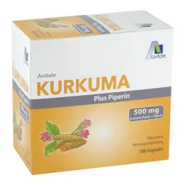 Kurkuma 500 mg + piperinecapsules, 180 st
