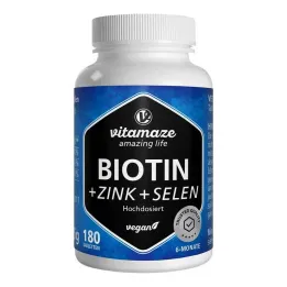 Biotine 10 mg hoge dosis + zink + seleniumtabletten, 180 st