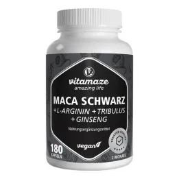Maca Zwart + Tribulus + Ginseng Complex Capsules, 180 stuks