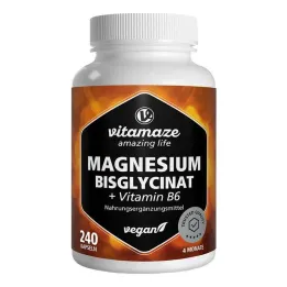Magnesiumbisglycinaat + vitamine B6 capsules, 240 stuks